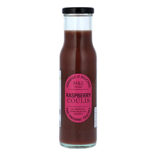 M&S raspberry coulis 260g, imported from the UK
