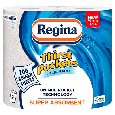 Regina Thirst Pockets Kitchen Roll 2 Rolls