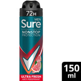 Sure men's antiperspirant deodorant spray Ultra Fresh 150ml (British brand)