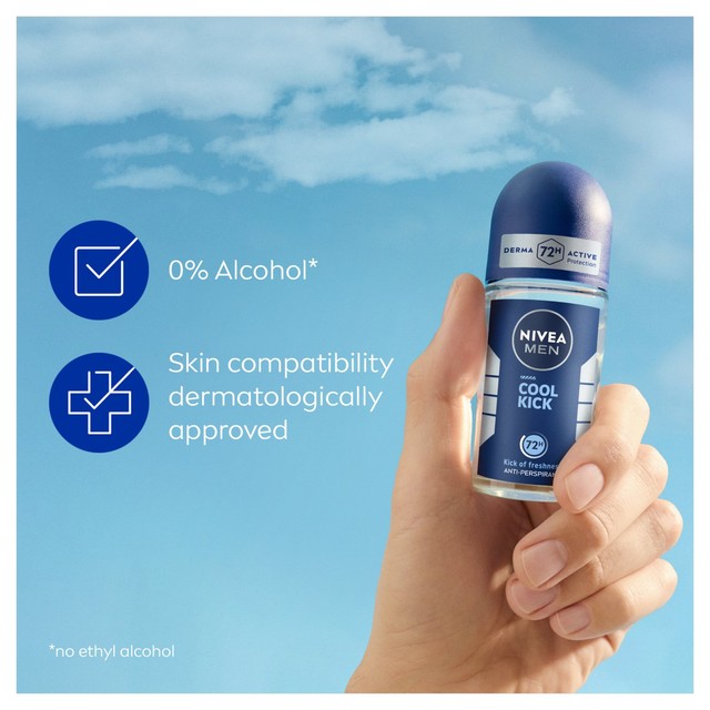 Nivea Cool Kick roll-on deodorant 50ml, imported from the UK