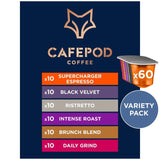 CafePod Variety Pack Nespresso compatible coffee pods 60 pods - British product