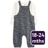 M&S Dino Jersey Dungarees with T-Shirt, 18-24 Months, Carbon Baby Outfit