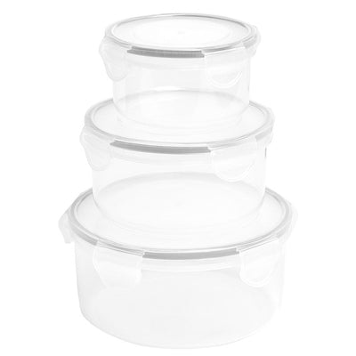 M&S Round Clip Storage Containers Grey Plastic Food Storage Containers 3-Pack