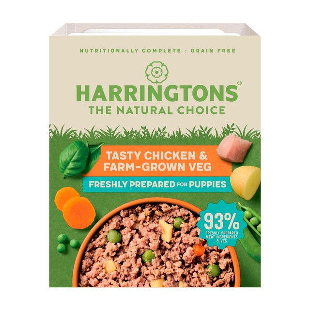 Harringtons puppy grain-free wet dog food tray, chicken, 380g, UK version