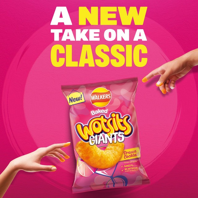 Walkers Wotsits Giants Prawn Cocktail crisps 105g (British brand)