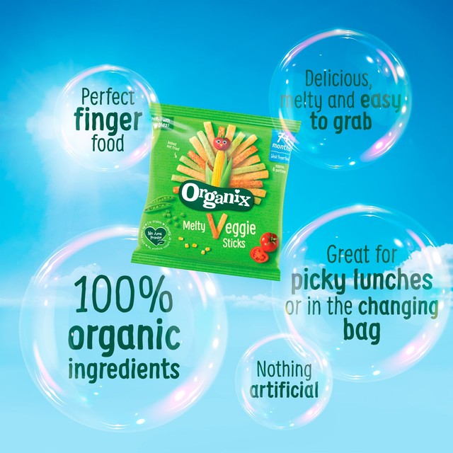 Organix Carrot & Herb Stix baby puffs 4 x 15g multipack, imported from the UK