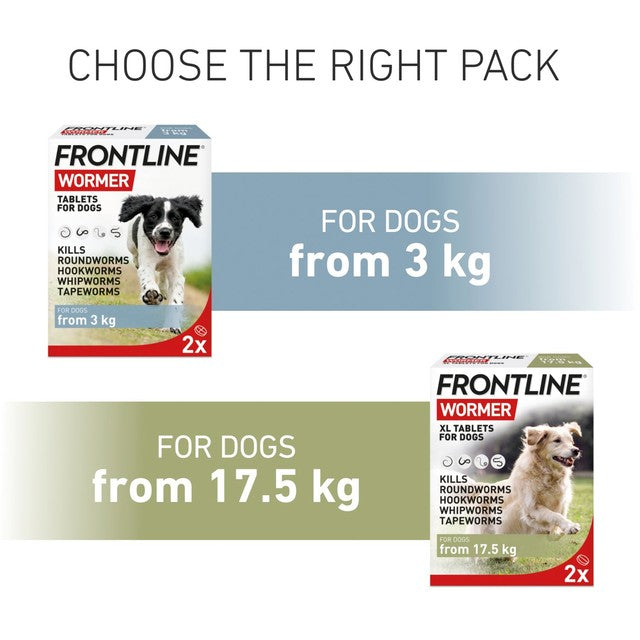 Frontline dog wormer tablets from 3kg 2 pack - British product