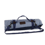 Three Rivers Navy and White Striped Outdoor Picnic Blanket 150x135cm