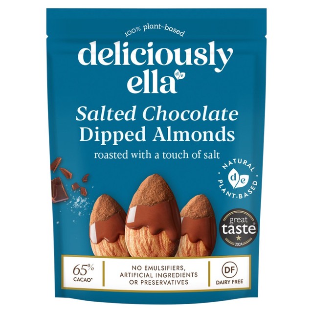 Deliciously Ella salted chocolate dipped almonds 75g - British product