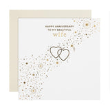M&S Sparkling Hearts Wife Anniversary Card 15cm x 15cm