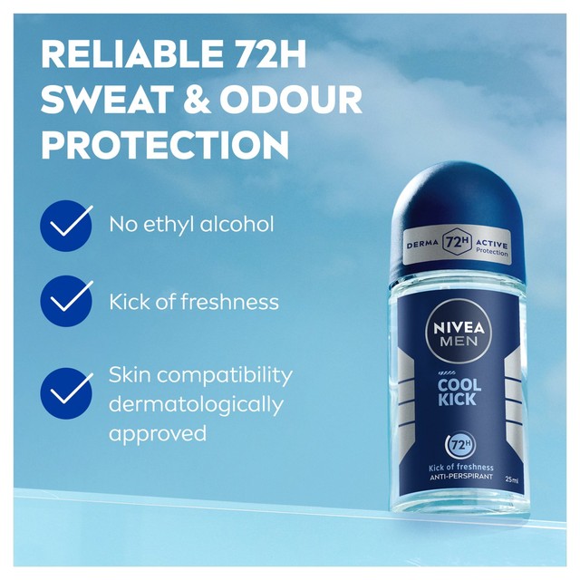 Nivea Cool Kick roll-on deodorant 50ml, imported from the UK