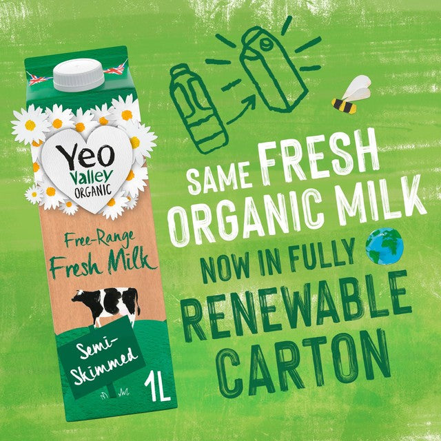 Yeo Valley Semi Skimmed Milk 1L (British brand)