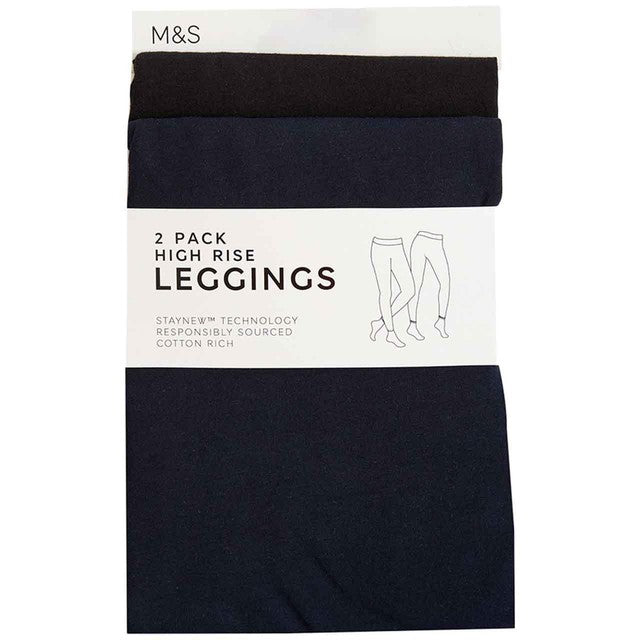M&S women's high-waisted leggings Blue/Black size 20, imported from the UK