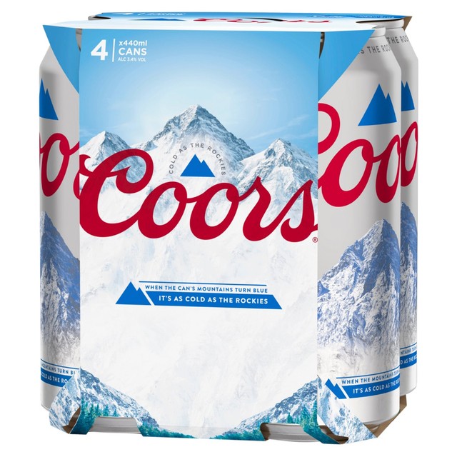 Coors lager in 4 x 440ml cans - British product