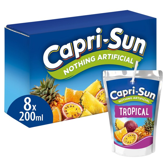 Capri Sun Tropical kids juice drink 8 x 200ml pouches - British product