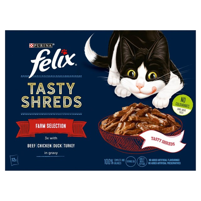 Felix Tasty Shreds Farm Selection gravy cat food multipack - British product