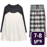 M&S Check Pyjama Set Black 7-8 Years