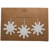 M&S Paper Snowflake Hanging Christmas Decorations, Cream