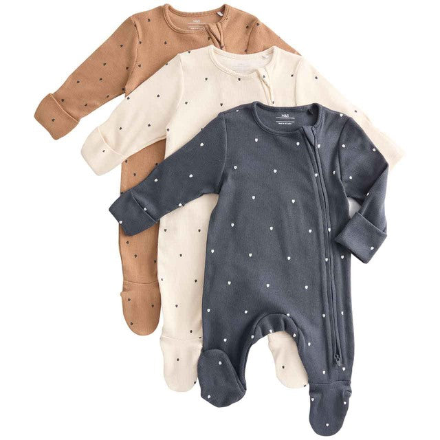M&S Heart Sleepsuit Pewter 0-3 months, imported from the UK