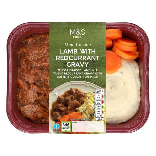M&S lamb meal with redcurrant gravy mash 380g, imported from the UK