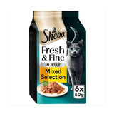 Sheba Fresh & Fine Cat Pouches Chicken Turkey Poultry in Jelly Wet Cat Food 6 x 50g