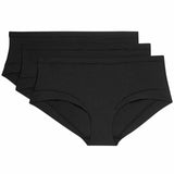 M&S Flexifit Low Rise Knicker Shorts Black Underwear Size 12 3 Pack