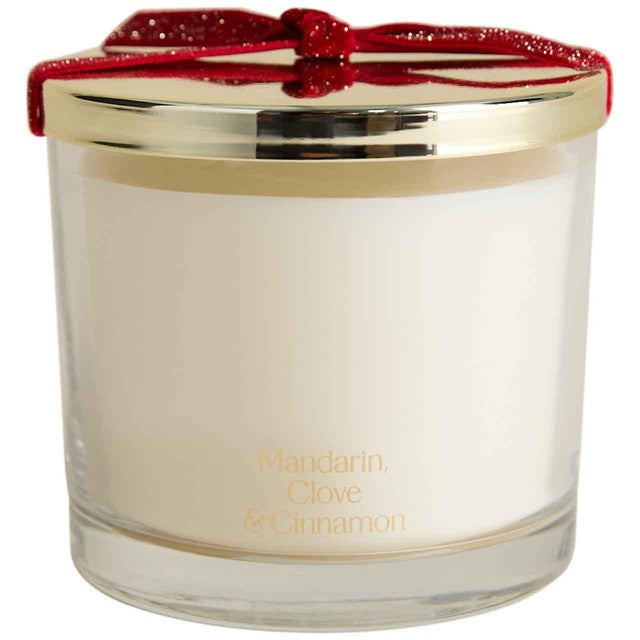 M&S Mandarin Clove and Cinnamon Core Candle Red Mix, imported from the UK