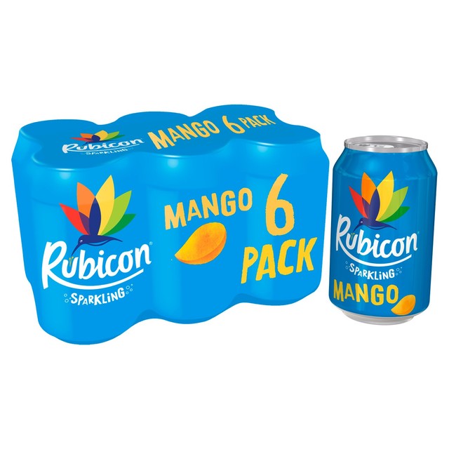 Rubicon Mango Sparkling Soft Drink 6 x 330ml, imported from the UK