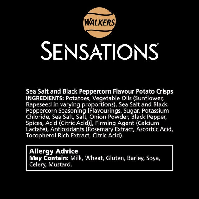 Walkers Sensations Salted & Black Peppercorn crisps 150g (British brand)