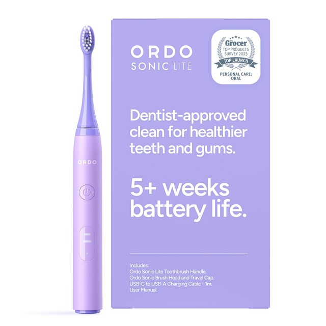 Ordo Sonic Lite lavender electric toothbrush, imported from the UK