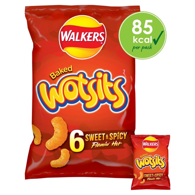 Wotsits Sweet & Spicy corn puffs multipack 6x16g (British brand)