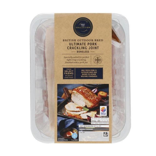 M&S British pork crackling joint with jus 1.05kg, imported from the UK