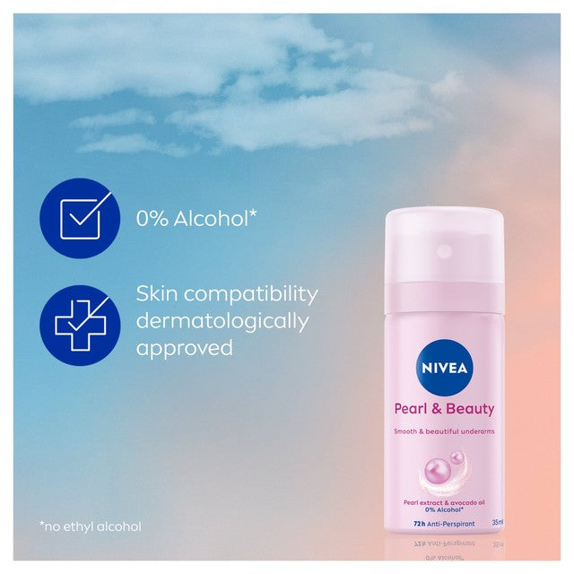 Nivea Pearl & Beauty anti-perspirant deodorant spray 35ml, imported from the UK