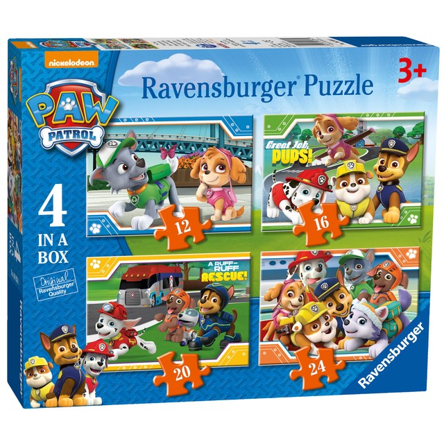 Paw Patrol 4 in a box jigsaw puzzles, imported from the UK