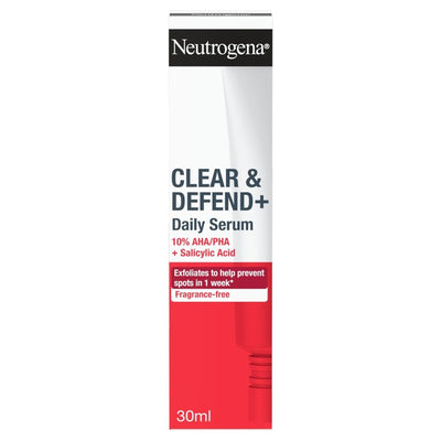 Neutrogena Clear and Defend+ Serum 10% with AHA/PHA and Salicylic Acid 30ml Acne Treatment Serum