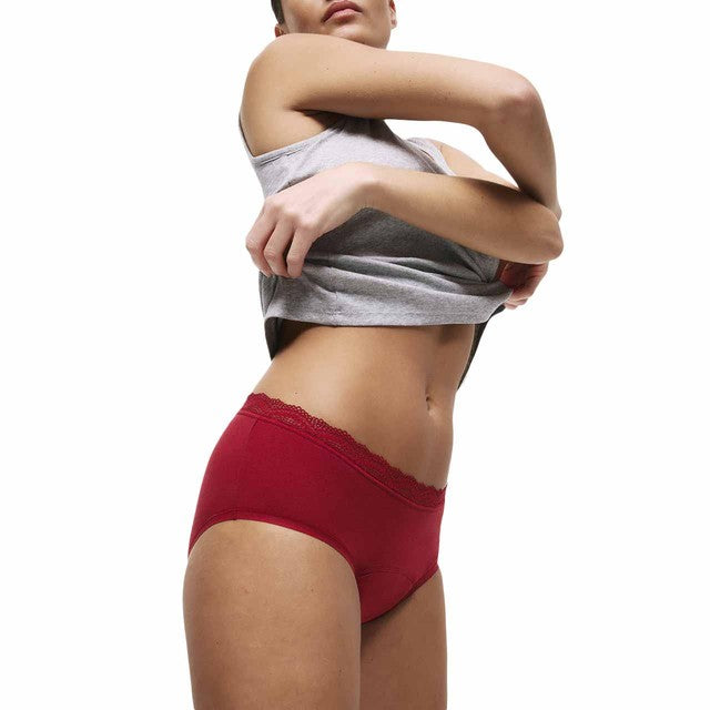 M&S dark cranberry period briefs size 8, imported from the UK