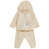 M&S Cotton Hooded Fleece Outfit Beige Baby Outfit 0-3 Months