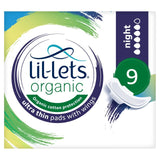 Lil-lets Organic Pads Night Sanitary Towels 9 Pack