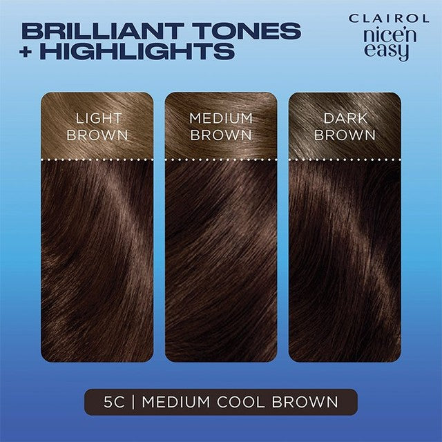 Nice N' Easy hair dye Medium Cool Brown 5C 60ml, imported from the UK