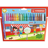 Stabilo Power colouring pens assorted colours wallet of 24 (British brand)