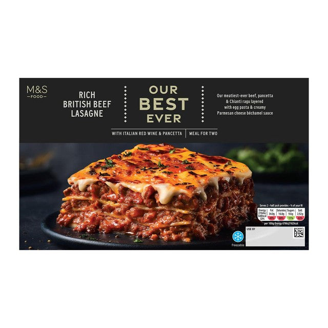 M&S Rich Beef Lasagne ready meal 800g serves two, imported from the UK