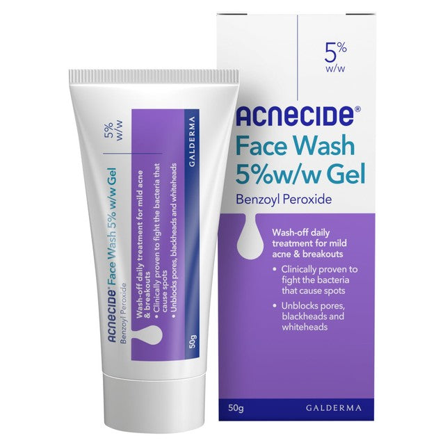 Acnecide benzoyl peroxide face wash 50ml - British product