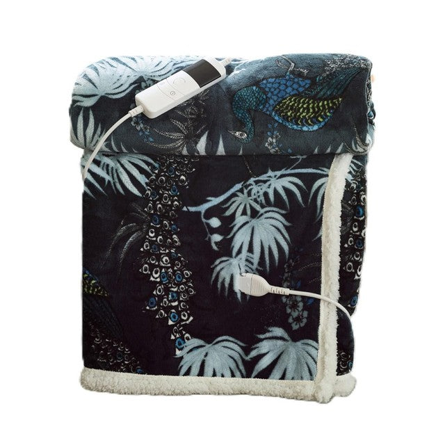 Deyongs Peacock Teal Sherpa Heated Throw 140cm x 180cm - British product