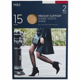 M&S Womens 15 Denier Medium Support Tights Opaline Sheer Tights Small
