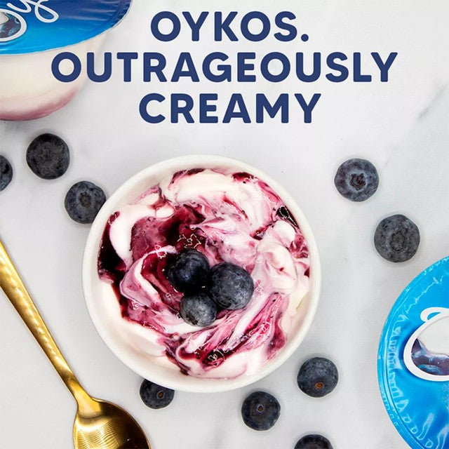 Oykos Strawberry Greek Yoghurt Dessert 4x110g, imported from the UK