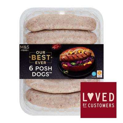 M&S Our Best Ever 6 Posh Dogs Pork Sausages 540g