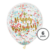 Unique Party Glitzy Birthday Confetti Balloons 6 Pack