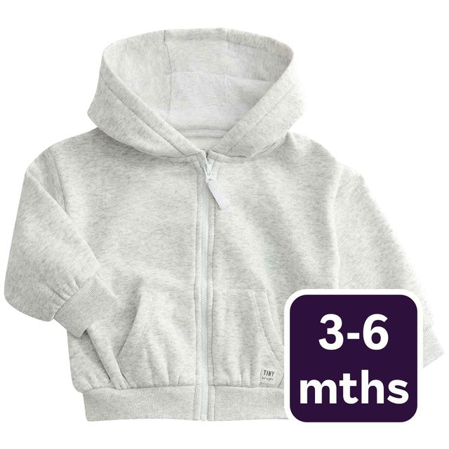 M&S Tommy Zip Up Hoodie Grey Marl 3-6 Months, imported from the UK