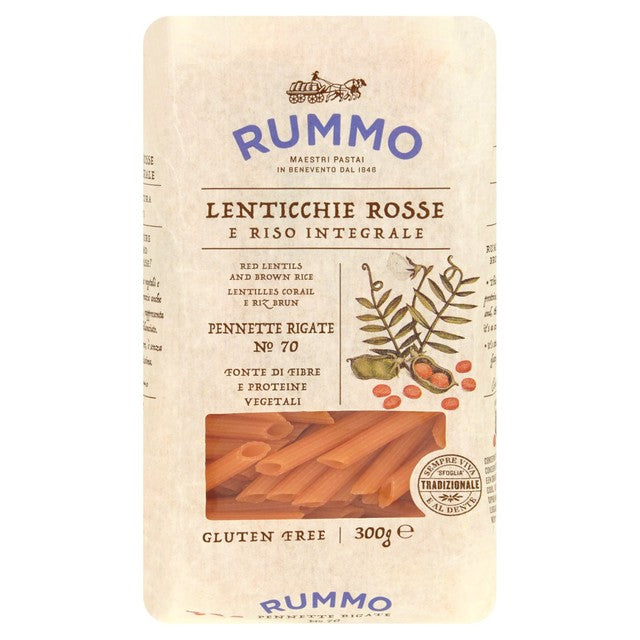 RUMMO gluten-free lentil pennette rigate pasta 300g, imported from the UK
