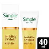 Simple Invisible UV Face Fluid Moisturiser SPF50 40ml (British brand)